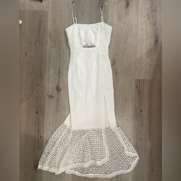 Jonathan Simkhai White Window Pane Lace Bandeau Midi Dress Bridal Wedding - Picture 5 of 16